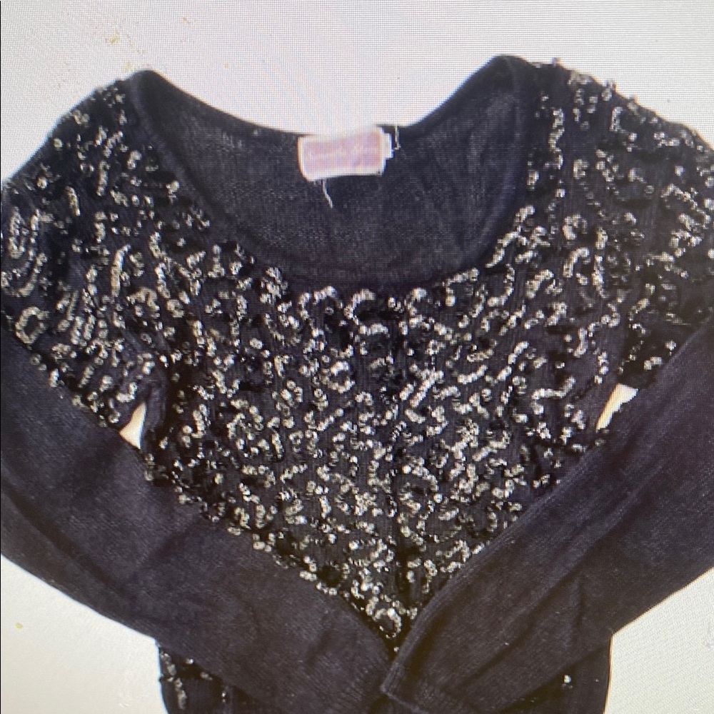 VTG Samantha Starr Angora Black Sequin Sweater Med